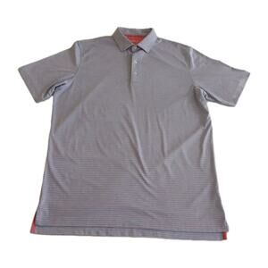 Johnnie-O Mens Large Lavender Pink Striped Golf Performance Polo Shirt Pre-Owned